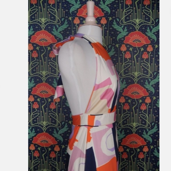 Venita Aspen Gianni Bini Andrea Abstract Print Halter Maxi Dress Nwt - Picture 6 of 8